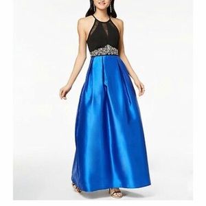 Blue Satin Formal/Homecoming/Prom Dress Gown